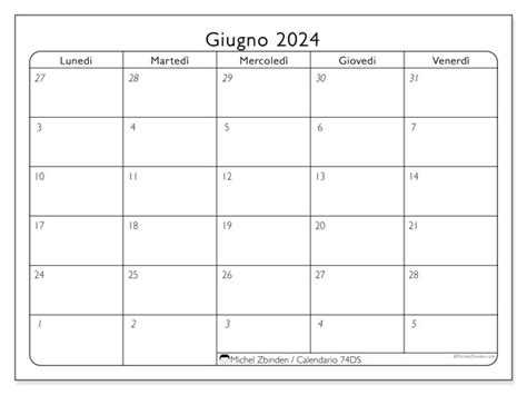 Calendario Giugno 2024 74 Michel Zbinden IT