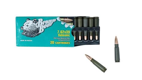 K Var Ammunition Brown Bear 7 62x39 Subsonic Ammunition 20 Rd Box