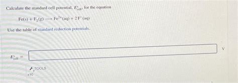 Solved Calculate The Standard Cell Potential Ecell For