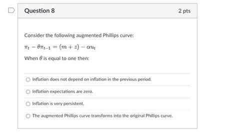 Solved Consider The Following Augmented Phillips Curve Chegg