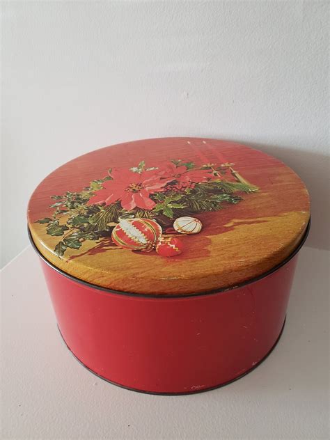 Vintage Christmas Cookie Tin Cans Cookie Tin Canister Etsy