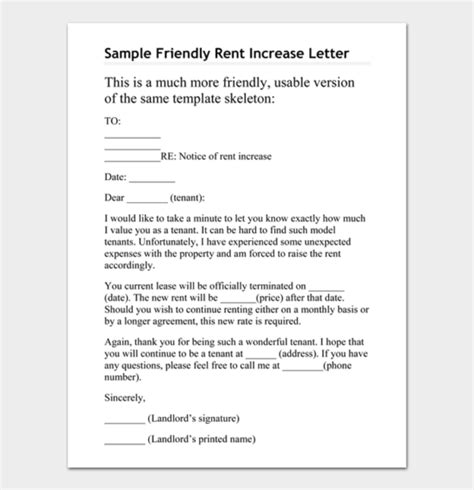 Free Rent Increase Letters Templates And Examples Pdf Word