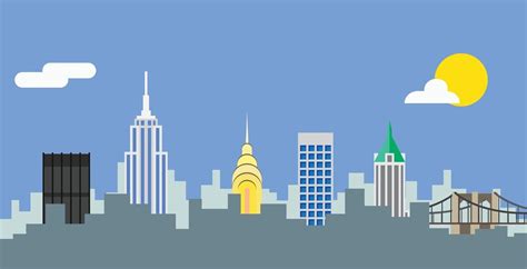 New York City Highrise Skyline Simplicity Flat Design 2881880 Vector