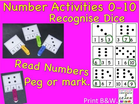 Counting Numbers 0 10 Number Recognition Dice Patterns Fun Math Center Activity Teach In A