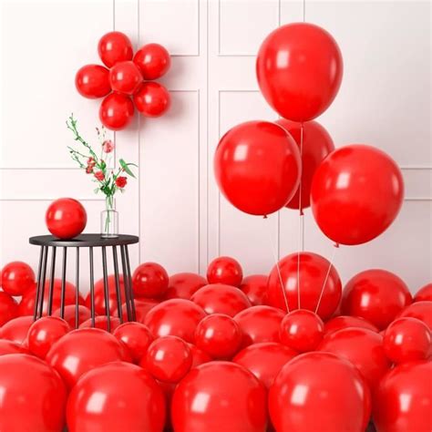 60 Pcs Ballons Rouges 12 Pouces 5 Pouces Pastel Mat Rétro Rouge Ballon