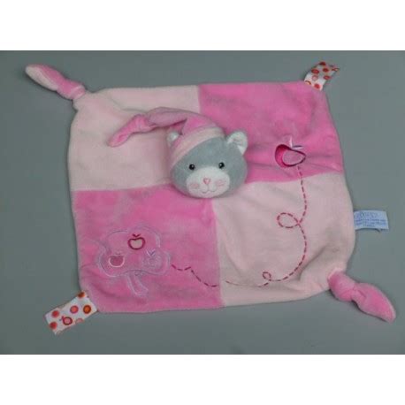 Acheter doudou plat chat rose gipsy pas cher I doudou bébé enfant