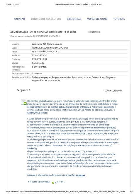 UNIP Administração Interdisciplinar Atividade Teleaula I Revisar