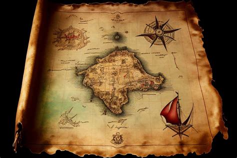 Antique Pirate Treasure Map Stock Illustration - Illustration of piracy ...