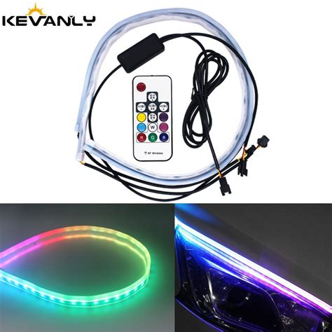 Bộ 2 đèn LED Kevanly RGB DRL dẻo 30 45 60cm điều khiển từ xa chống nước