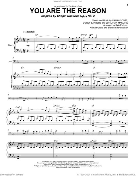 You Are The Reason Sheet Music For Cello And Piano PDF