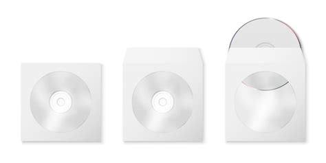 Vector D Realista Branco Branco Cd Dvd E Papel Fechado E Aberto