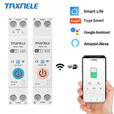 A Tuya Wifi Smart Switch P Circuit Breaker Energy Meter Kwh Power