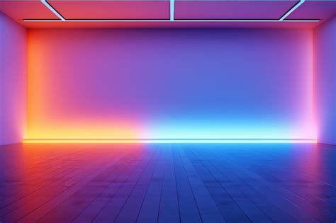 Premium Ai Image A Room With A Bright Neon Light On The Wall