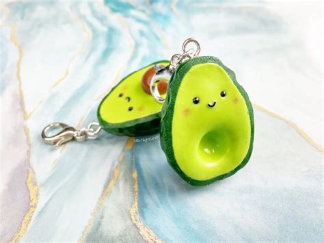 Avocado Keychain Set Matching Bff Avocados Kawaii Food Etsy