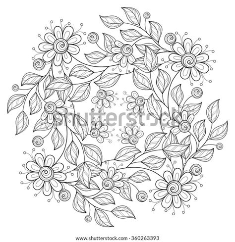 Vector Monochrome Floral Background Hand Drawn Stock Vector Royalty