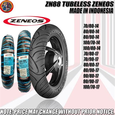 Zn Motorcycle Tire Tubeless Zeneos Made In Indonesia Shopee Philippines