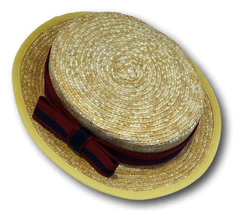 Traditional Girls Straw Boater With Navy And Maroon Hat Band Albert