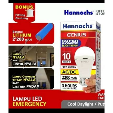 Jual Lampu Led Hannoch Emergency Watt Genius Shopee Indonesia