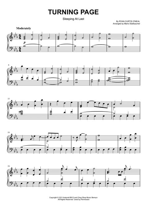 Turning Page Arr Mario Stallbaumer By Sleeping At Last Sheet Music