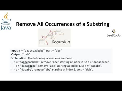 Remove All Occurrences Of A Substring Java Recursion Strings