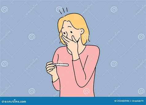 Stunned Woman Shocked With Unexpected News Vector Illustration