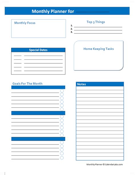 Editable Monthly Goal Planner Free Printable Templates