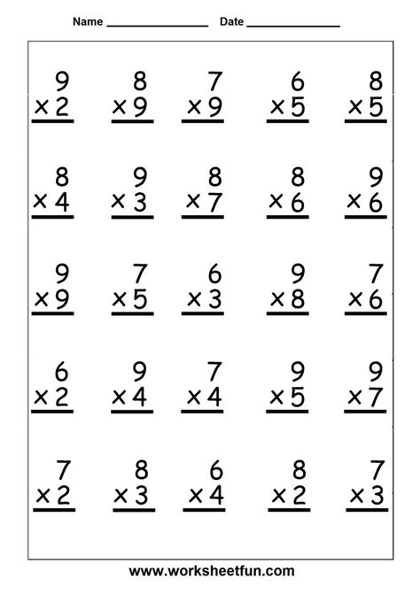 Single Digit Multiplication Worksheets 25 Problems Each