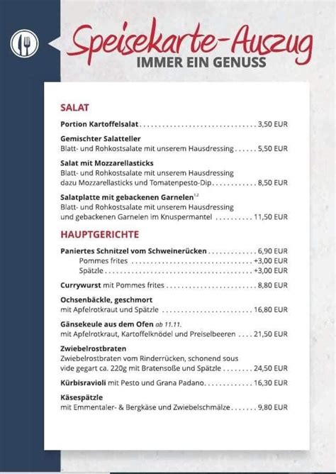 Speisekarte Von Landgasthof Zum Roten Ochsen Restaurant Rechberghausen