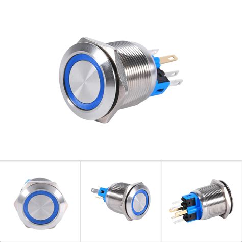 22mm 12V 6 Pins Waterproof Stainless Self Locking Latching Push Button