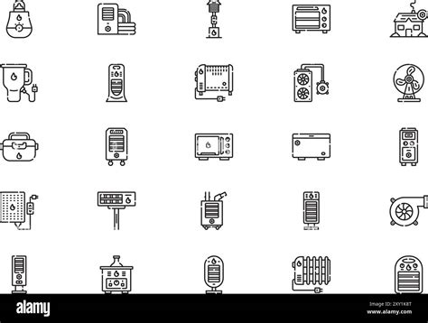 Heating And Cooling Icons Collection Is A Vector Illustration With