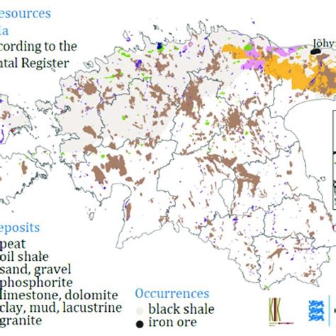 Sketch map of major mineral resources of Estonia. Compilation by the ...