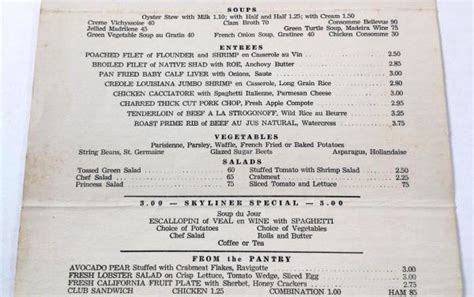 1956 Original Vintage Menu Hotel Washington Sky Room Restaurant