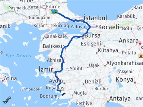 K Rklareli Babaeski Milas Bodrum Havaliman Aras Ka Km Yol Tarifi