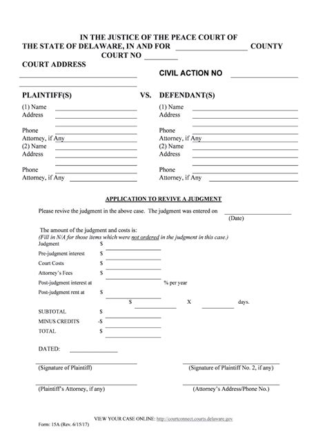 Civil Trials Court Of Common Pleas Delaware Courts State Form Fill