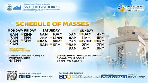 2024 Antipolo Cathedral Mass Schedule