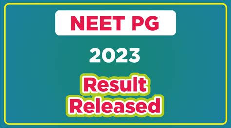 Neet Pg 2023 Result 2023 Cut Off And Passing Marks