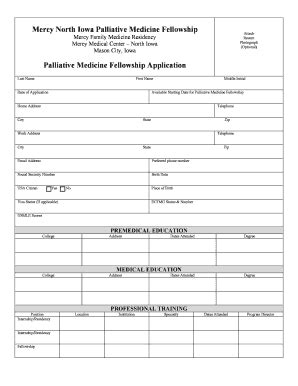 Fillable Online Mercy North Iowa Palliative Medicine Fellowship Mercy