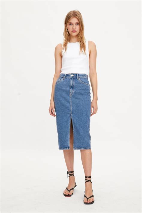 Zara Denim Midi Skirt Skirts Midi Skirt Womens Skirt