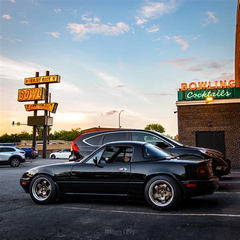 Black Mazda Miata At Chicago Bowling Alley Benlevy