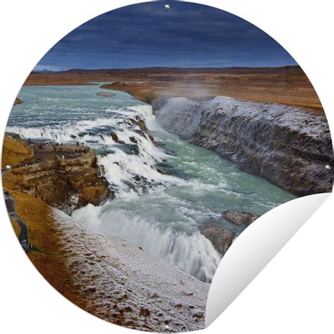 Tuincirkel Donkere Lucht Bij De Gullfoss Waterval In IJsland 120x120