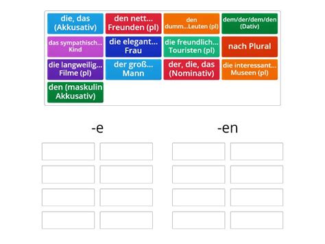 A2 K 5 2 Adjektivdeklination Nach Dem Bestimmten Artikel Group Sort