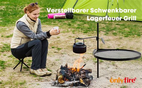 Onlyfire Verstellbarer Schwenkbarer Lagerfeuer Grill Campinggrill Mit