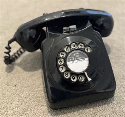 VINTAGE GPO ROTARY Dial Telephone 746 Gloss Black Classic British