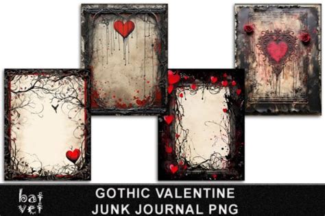 Gothic Valentine Junk Journal Bundle Png Graphic By Batvet Creative