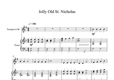 Jolly Old St Nicholas Trumpet Piano Arr Digital Book Music By