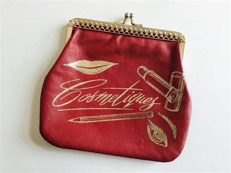 Vintage Cosmetics Purse Makeup Bag With Clasp In Red With Etsy Uk