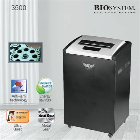 BIOSYSTEM 3500 Heavy Duty Paper Shredder Shred Capacity 35 Sheets