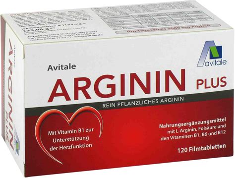 Avitale Arginin plus Vitamin B1 B6 B12 Folsäure Filmtabletten 120 Stk