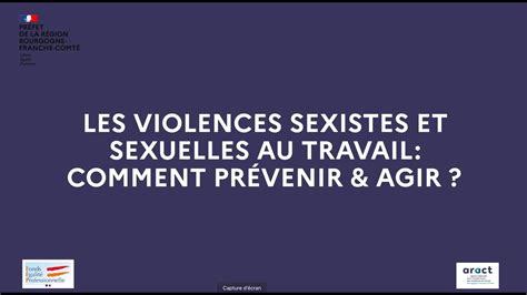 Les Violences Sexistes Et Sexuelles Au Travail Comment Prévenir Et Agir Webinaire 33 Aract