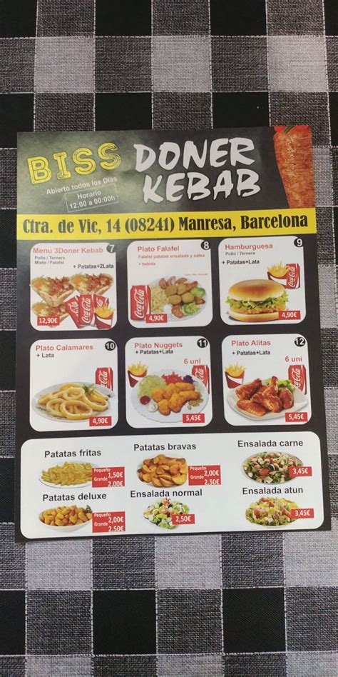 Menu At Bismillah D Ner Kebab Halal Manresa